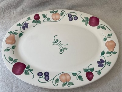 Princess House Orchard Medley Oval Serving Platter fruit print apples 15 X 11