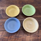 Set of 4 Vintage Fiesta Ware Cereal Bowls Classic Rim Green Blue Yellow MARKS