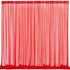 10x10ft Red Tulle Sheer Backdrop Curtains Wedding Photo Background Drape Set
