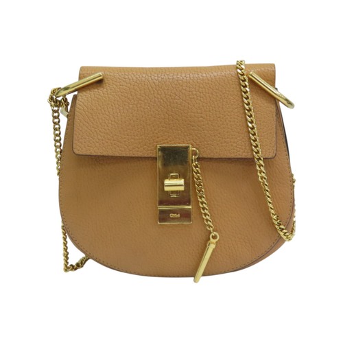 CHLOE Drew Mini Chain Shoulder Bag Calfskin Brown CHC14WS031