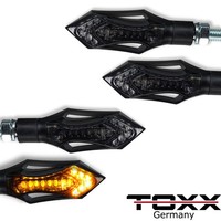 4X LED Blinker Rush Schwarz GetöNt E-GeprüFt Vorn Hinten 2 Paar Motorrad Roller
