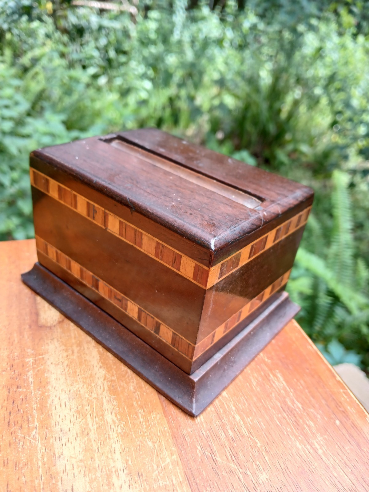 Vintage Marquetry Wood Inlay Cigarette Pop Up Dispenser Handmade Wooden 1940s