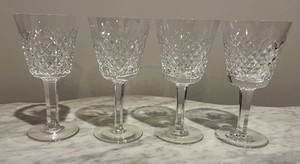 Set of 4 Waterford Crystal Alana Claret Wine Goblet Glasses 5 7/8”