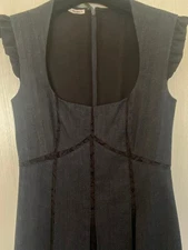 miumiu denim lace dress size 38 length 34.6 inches Black ruffles Unused