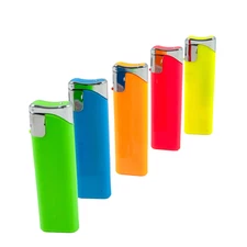 5 PACK Refillable Classic Cigarette Lighters Solid Neon Color Slide Lighter gift
