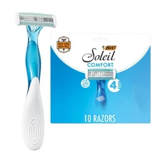 Bic Soleil Comfort Women's Disposable Razors 10 Count Four Blade Shaving Razors