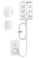 Surge Protector Power Strip, Flat Plug Extension Cord with Multiple Outlets, ...