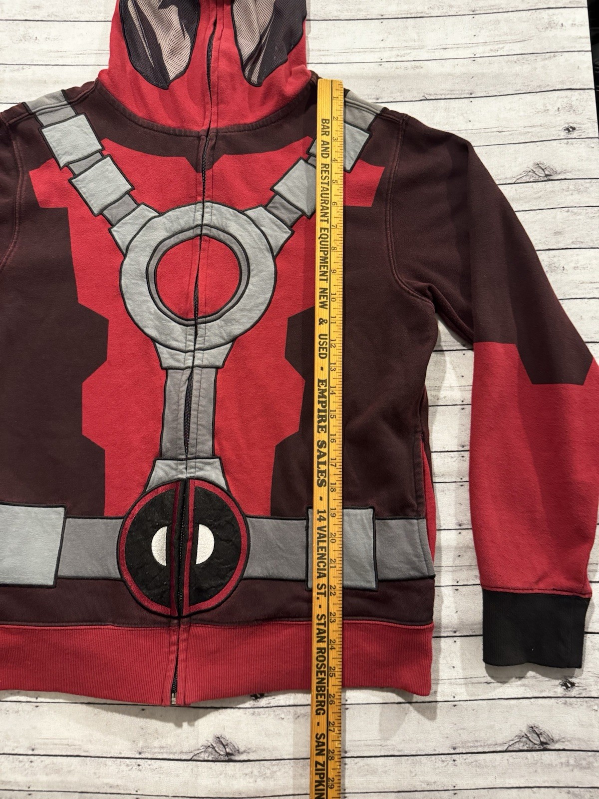 Marvel Deadpool Hoodie Mad Engine Full Zip Face H… - image 8