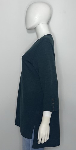 J Jill Tunic Sweater Womens L Petite Merino Wool Green 3/4 Sleeve Crew Neck - Picture 5 of 10