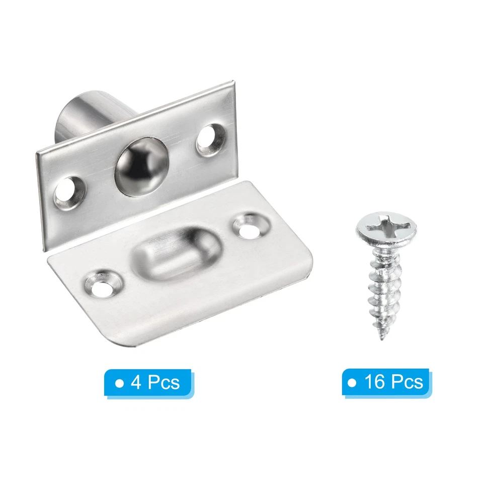 4Pcs Steel Closet Door Ball Catch with Strike Ball Latch Hardware Silver - Image 3 of 4