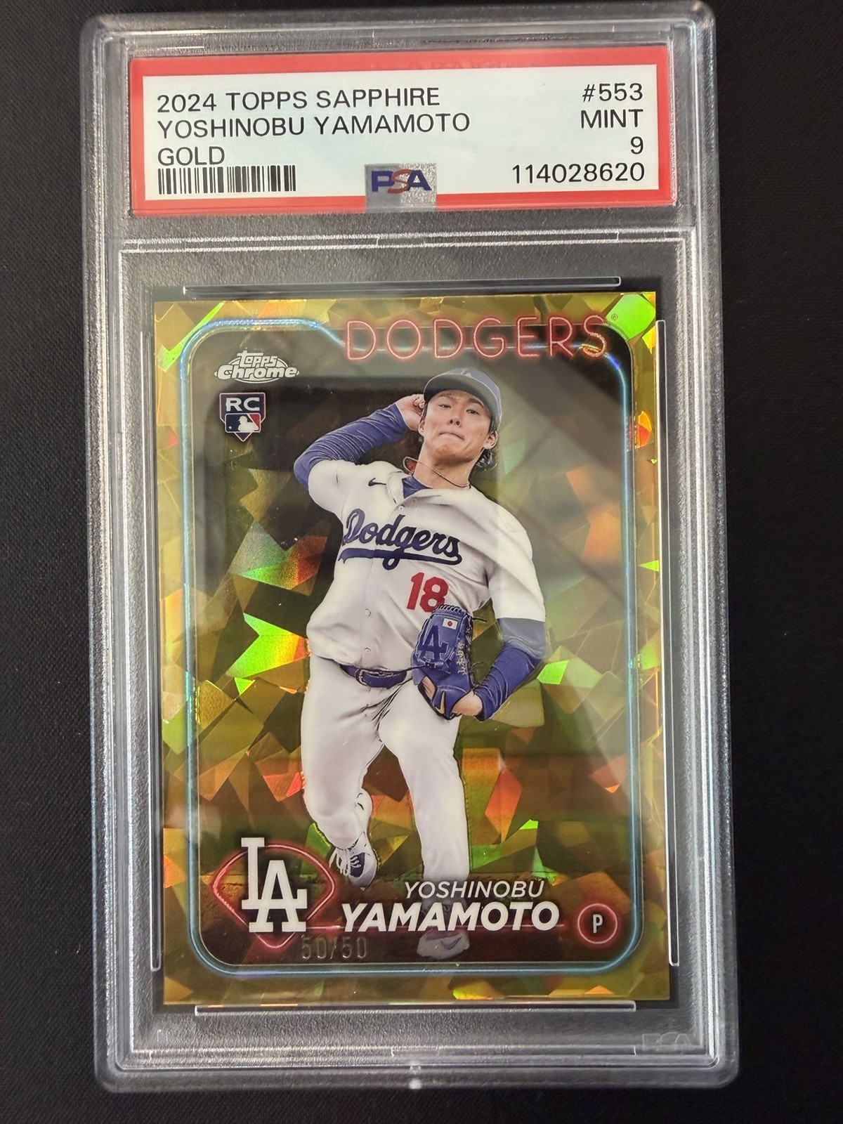 Yoshinobu Yamamoto 2024 Topps Chrome Sapphire Edition #553 Gold 
