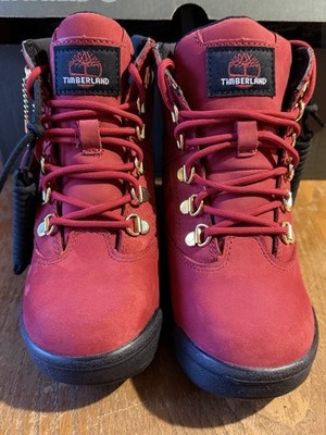 Timberland Field Boots 6 Inch L/F Boot Dark Red Nubuck Size 2 Youth Brand New