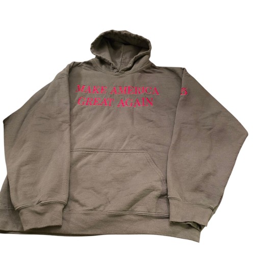 Trump MAGA Hoodie XL Olive Green Pullover Sweatshirt Make America Great Again - Picture 2 of 7