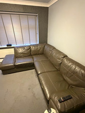 Brown Leather Corner Sofa Couch