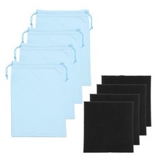 Ski Goggle Bag, Microfiber Bag with Cleaning Cloth 4 Pcs Light Blue