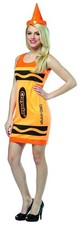 Crayola Neon Orange Tank Mini Dress Costume Adult One Size Fits Most