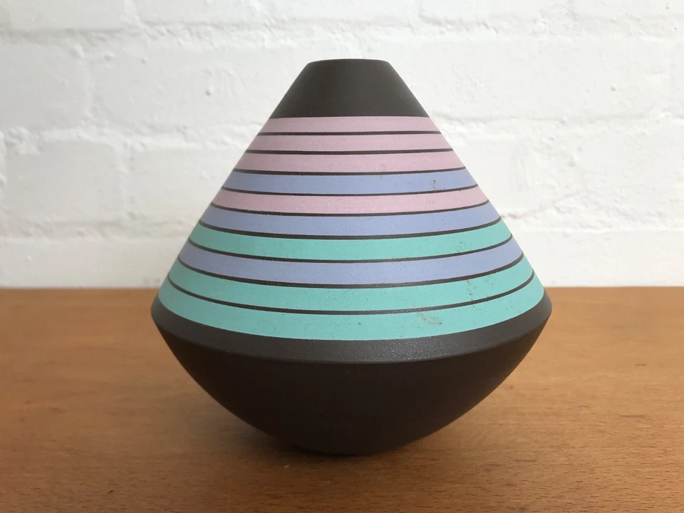 Postmodern Memphis Studiokeramik Design Vase Signiert HS im Kreis 80er Keramik - Bild 3 von 4