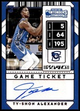 2020 CONTENDERS DRAFT PICKS TY-SHON ALEXANDER 5 MT AUTO RC GAME DAY TICKET BLUE