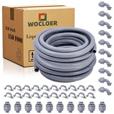 3/4 inch 150 Foot Liquid-Tight Conduit and Connector Kit, Flexible Non Metallic