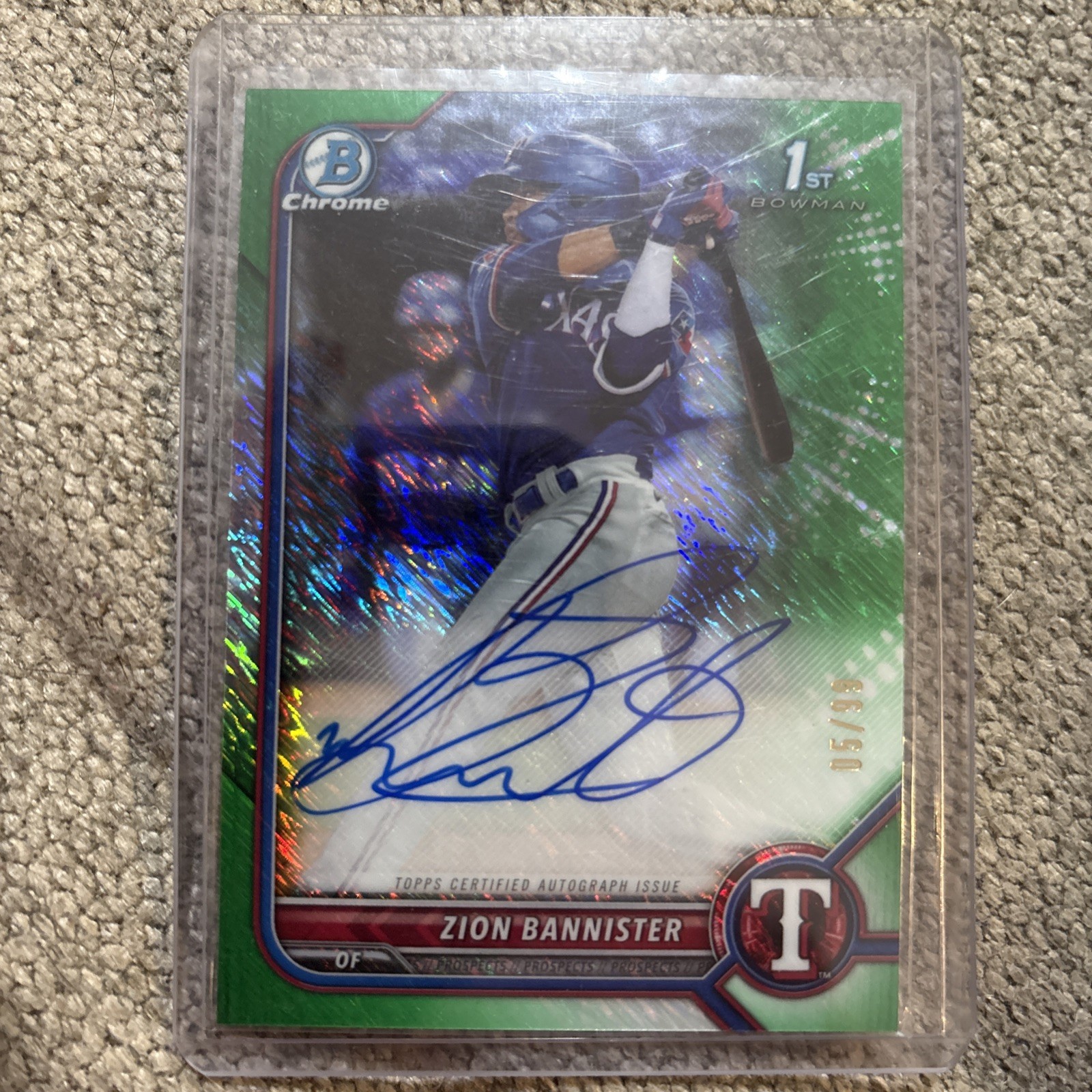 2022 Bowman Chrome Prospect Green Refractor /99 Zion Bannister #CPA-ZB Auto