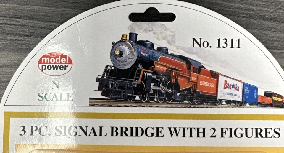 Model Power N Scale #1311 3 Pc Signal Bridge with 2 Figures NIP - Image 2 of 3