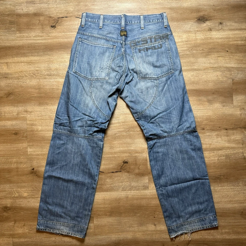 Jeans masculino G Star RAW 31x31 azul Elwood perna afunilada solta joelho duplo motociclista - Imagem 3 de 4