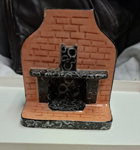 Incense burner fireplace shape ceramic Japan 1960s 1970s rarely used