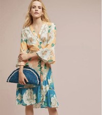 Anthropologie Farm Rio Sunset Floral Wrap MIDI Dress Size XS