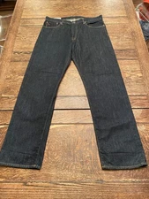 Polo Ralph Lauren RL men's 34x32 dark blue Denim Relaxed straight Selvedge Jeans