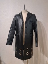USED BLACK COMME DES GARCONS LEATHER COAT GOOD