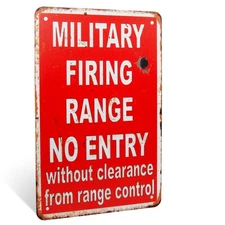 Funny Man Cave Military Firing Range No Entry Wall Art Posters Metal Posted Sign