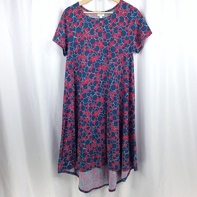 LuLaRoe Carly Swing Dress Women's Size Medium Minnie Mouse Disney Blue Pink