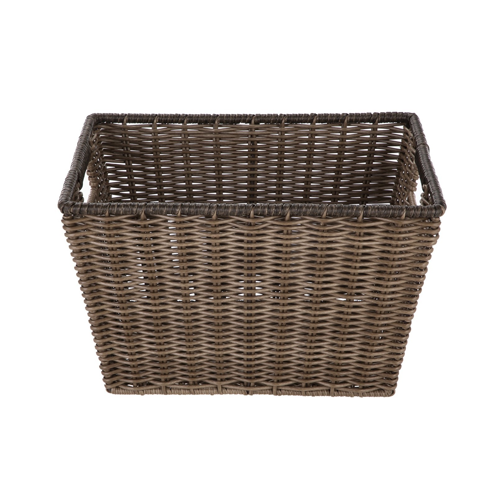 Large Poly Rattan Storage Basket with Handles Room Storage Bins, 2 Pack