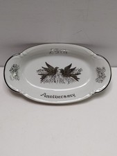 25th Silver Anniversary Dish With Silver Doves 8.5"X5"X1.5" Good Condition X-445