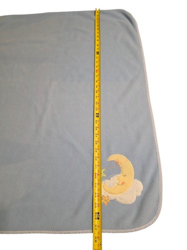 Blue Lambs and Ivy Yellow Moon Clouds And Stars Fleece Baby Blanket 29 X 37 - Picture 11 of 14