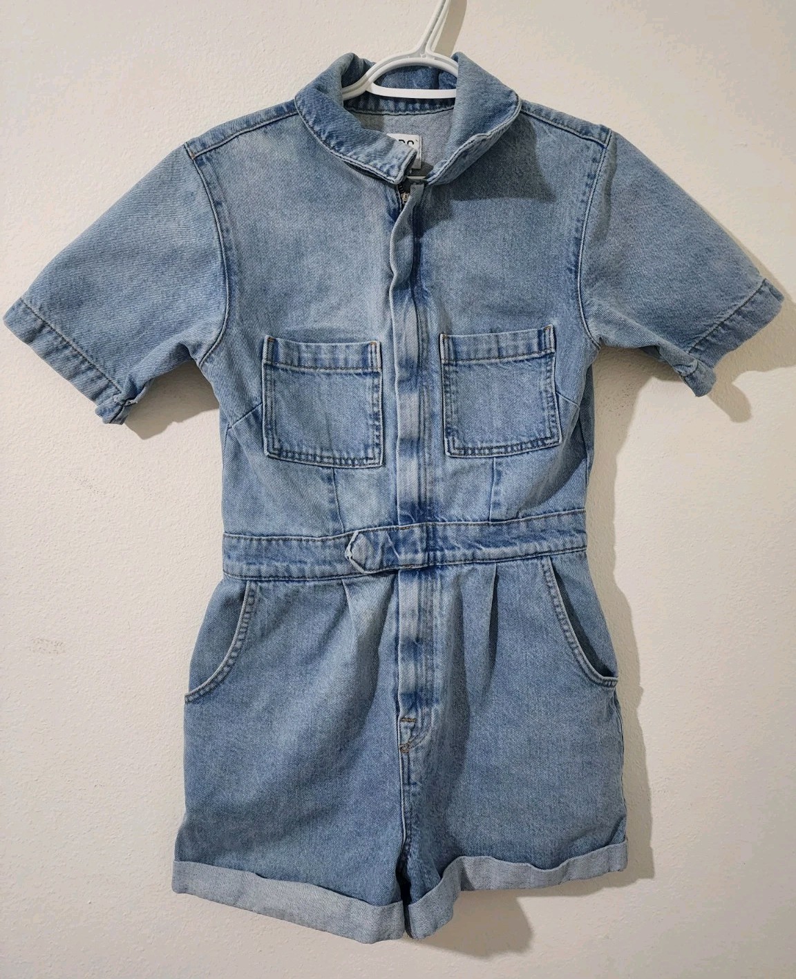 BDG Urban Outfitters Denim Romper Womens Medium Light Wash Zip Front Playsuit