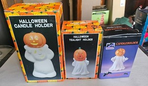 Halloween Ceramic Ghost Tea Light Candle Holder In Original Boxes-Set of 3