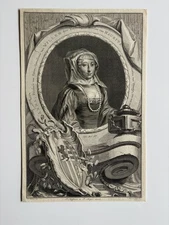 Antique Engraving Anna of Saxony the second wife of William I, Prince of Orange