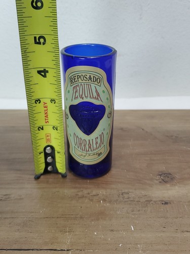 Tequila Corralejo Reposado Heavy Cobalt Blue 4.5" Shot Glass - Picture 3 of 6