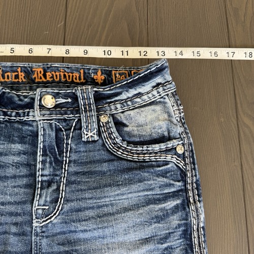Rock Revival Jeans Women 24x30 Kelcie High Rise Boot Blue Embellished Denim READ - Picture 7 of 15