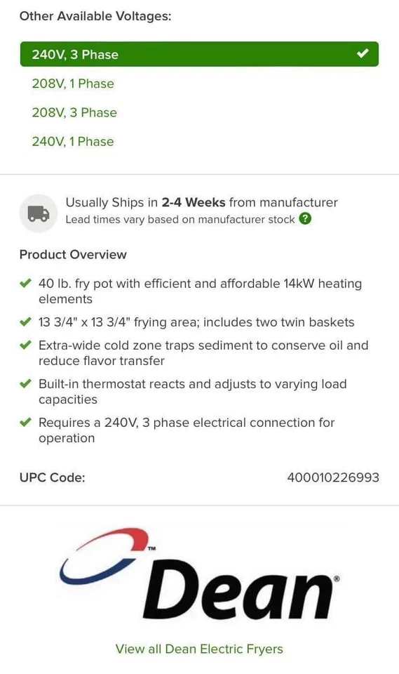 Dean SR142G Electric Floor Fryer - 2 Pots — 第 2/4 张图片