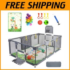 Safe  BPA-Free Play Yard with Basketball Hoop  Soccer Nets