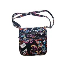 Vera Bradley Iconic Triple Zip Hipster Butterfly Flutter 21672-I81 Navy Purse 
