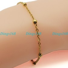 Genuine 18K Gold Filled Tarnish-Resist Nickel-Free Bead Cable Chain Bracelet S5H