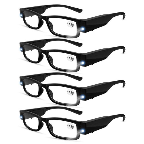 4 Pcs Reading Glasses Led Readers with Lights Fashion Glasses for Reading for...