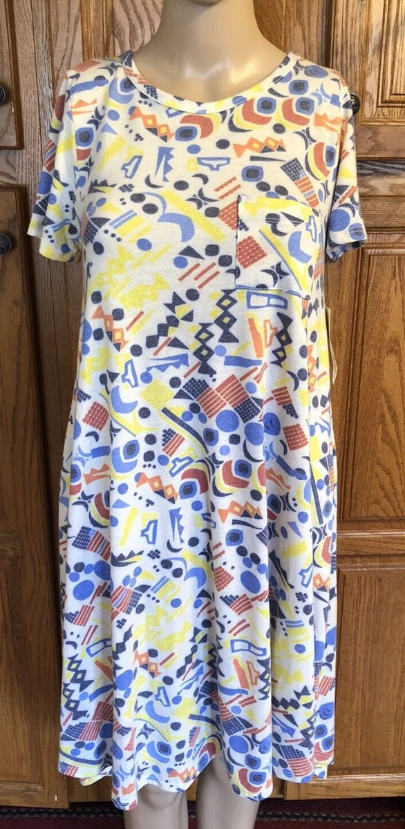 NEW WOMEN'S LULAROE CARLY MULTI-COLOR WITH POCKET HI LO DRESS SIZE XXS NWT