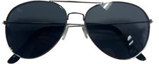 AVIATOR SUNGLASSES SILVER METAL FRAME SMOKE GREY LENS FOR MEN WOMEN SHADES UV400