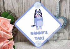 Bluey Nanny's Taxi Car Sign - Baby Child on Board - NANNY'S TAXI