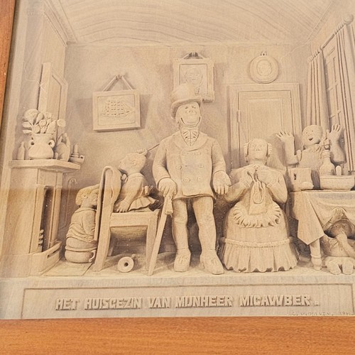 Vintage Wooden Carving Shadow Box Art Dutch Family Scene 1941 - Picture 3 of 15