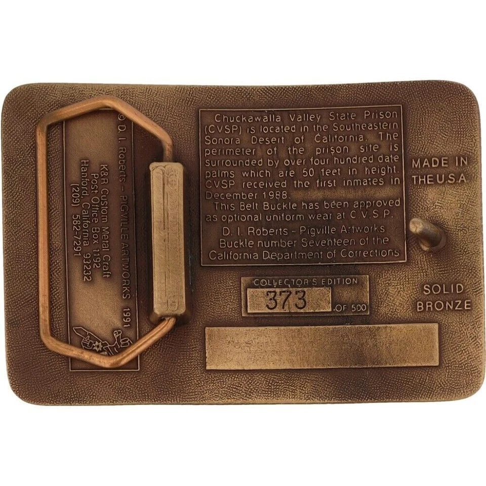 New Bronze Chuckawalla Valley State Prison CVSP DOC 90s NOS Vintage Belt Buckle - Image 2 of 4